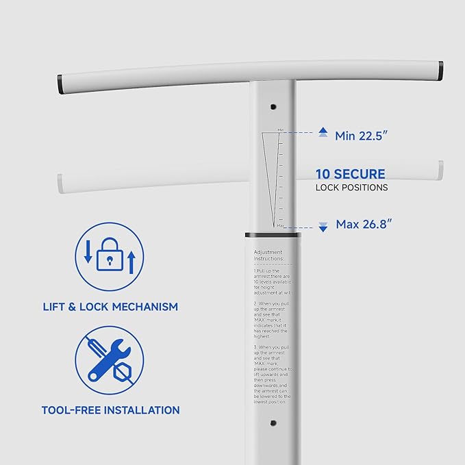Toilet Safety Rails for Seniors, 350lbs Heavy Duty Toilet Safety Frame & Grab Bars, Triple Stability with 2 Suction Cups & Rear Bar, Adjustable Height & Width Toilet Rail