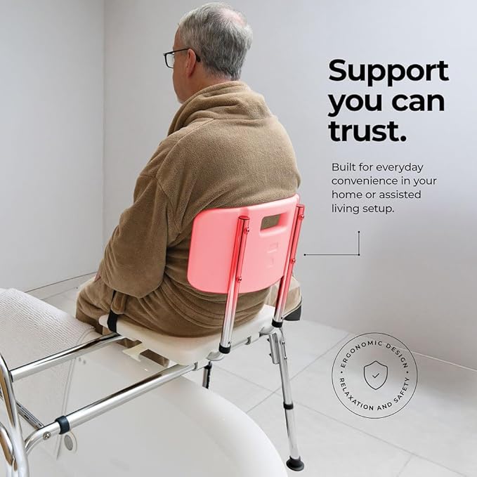 Tub Transfer Bench Sliding Shower Bench for Bathtub Shower Chair for Inside Shower Shower Chair for Elderly and Disabled Adjustable Height Shower Bench Holds Weight Up to 400 Lbs FSA/HSA Eligible