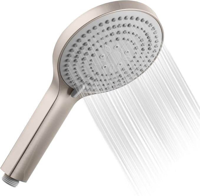 OFFO Handheld Shower Head, 6-Mode Brushed Nickel High Pressure Handheld Sprayer High Flow Large Powerful Boosting Handheld Showerhead for Low Water Pressure