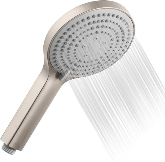 OFFO Handheld Shower Head, 6-Mode Brushed Nickel High Pressure Handheld Sprayer High Flow Large Powerful Boosting Handheld Showerhead for Low Water Pressure