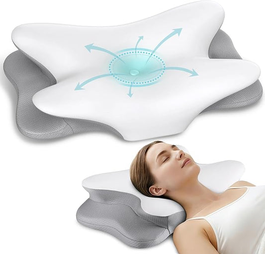 Cervical Neck Pillow for Pain Relief - Ergonomic Side Sleeper Pillow for Neck Support, Contour Pillow for Bed Sleeping, Cooling Memory Foam Pillows Orthopedic Pillow for Back Stomach Sleepers