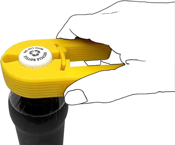 Intulon V7 Water Bottle Opener for Seniors Ergonomic Design Weak Hands Arthritis Friendly Twist Cap Remover Kitchen Gadget Handy Lightweight Utensil (Yellow)