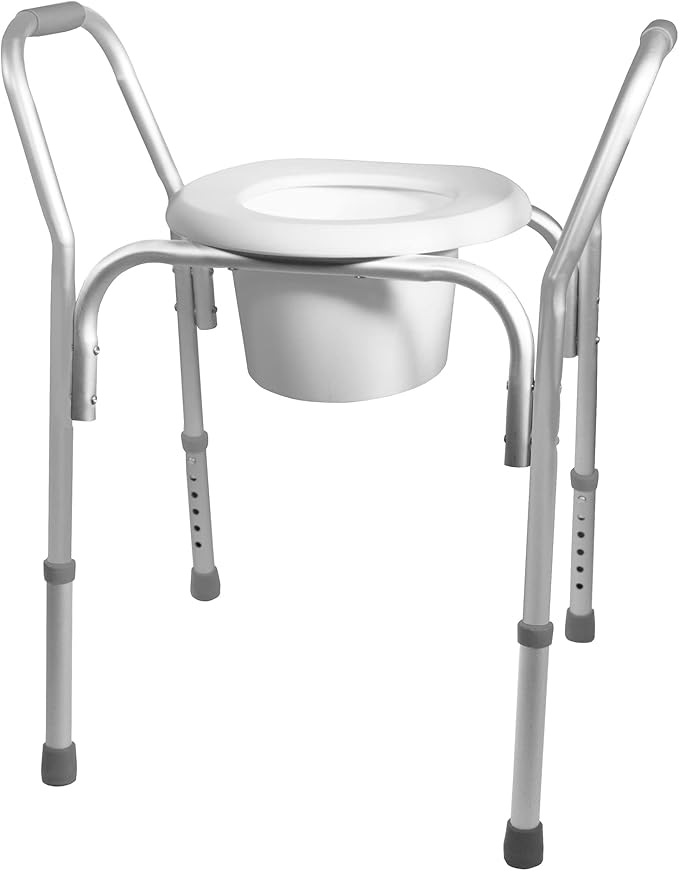 PCP Raised Toilet Seat and Safety Frame (Two-in-One), Wide Arms Rests, Adjustable Rise Height, Secure Elevated Lift Over Bowl, Made in USA, Wide Arms