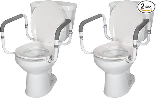 Drive Medical RTL12087 Bathroom Grab Bar for Toilets, White (Pack of 2)