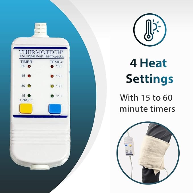 Professional Grade Heating Pad with Automatic Moist Heat by Thermotech, High-Heat Heating pad for Deep Penetrating Heat - 3rd Gen Version (XL King Digital - 26" by 14")