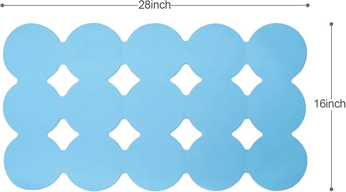 Patented Webos Non Slip Bathtub Mat Shower Mat Bath Mat Tub Mats with Strong Suction Cups Soft Natural Rubber Bath Mat for Inside The tub (Circle-Blue, 28x16 inch)