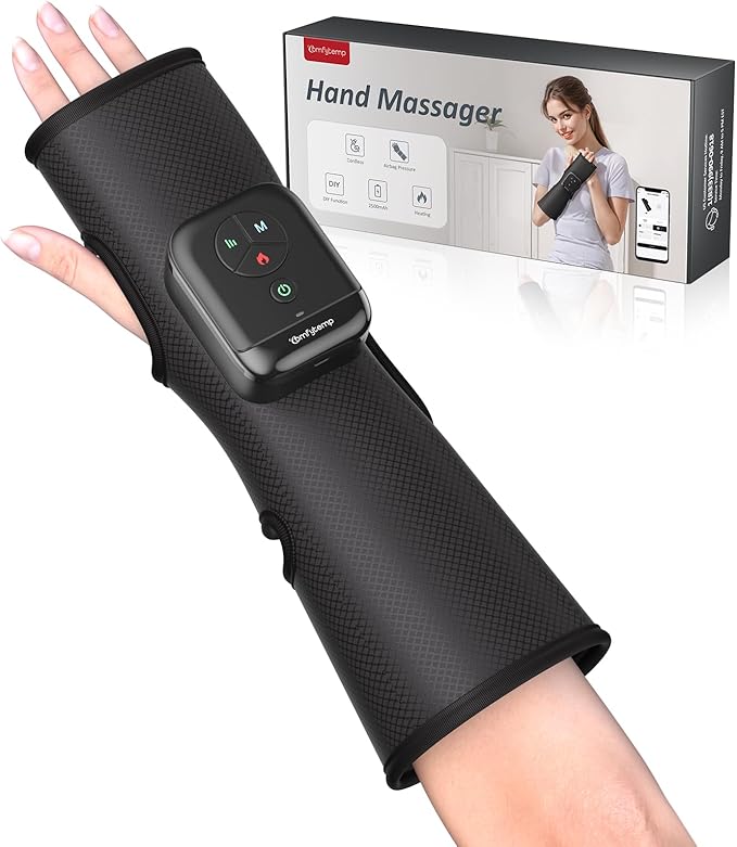 Comfytemp Air Compression Hand and Wrist Massager with Heat, FSA Eligible HSA, Portable Forearm Massage Sleeve for Circulation and Pain Relief, Ideal for Mom Dad Seniors