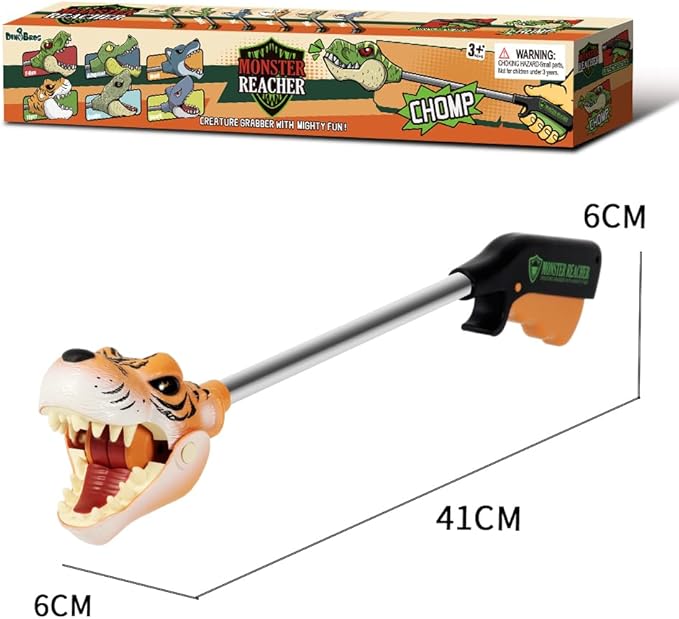 DINOBROS Tiger Grabber Toys Pincher Snapper Chomper Monster Reacher Robot Hand Animal Toy for Kids