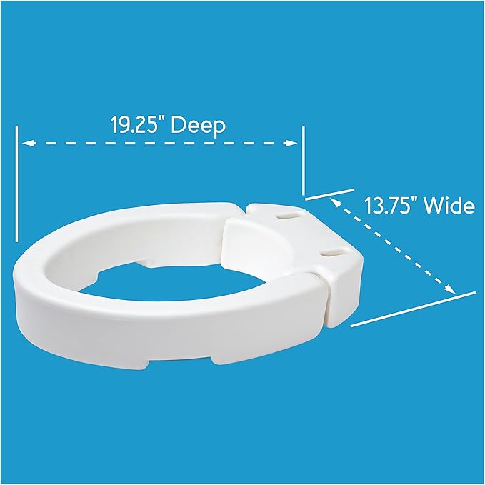 Carex Health Brands Hinged Elongated Toilet Seat Riser, Adds 3.5 Inches of Height to Toilet, 300 Pound Weight Capacity, Raised Toilet Seat, White (FGB32100 0000)