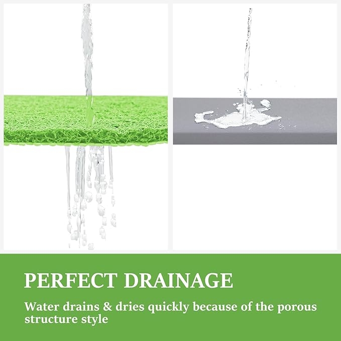 LuxStep Shower Mat Bathtub Mat,40x16 inch, Non-Slip Bath Mat with Drain, Quick Drying PVC Loofah Bathmat for Tub,Shower,Bathroom,Grass Green