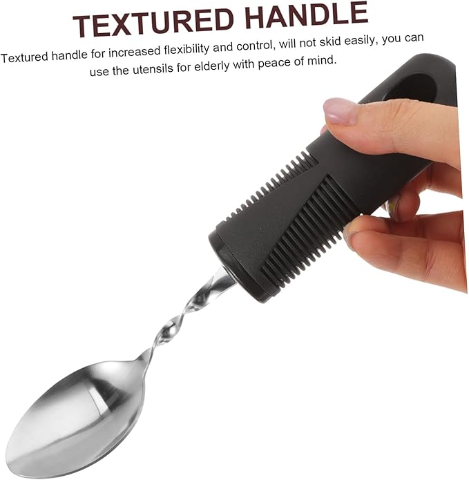 1Set Adaptive Utensils for Elderly Non Slip Portable Tableware for Travel Easy to Clean Dining Tools with Comfortable Grip for Seniors and Disabled