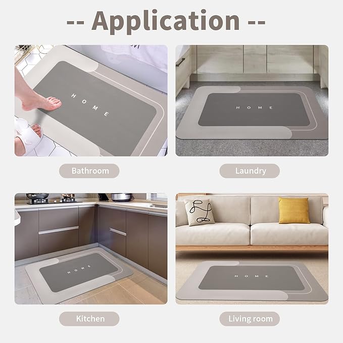 Housego Absorbent Bath Mat Magic Rug, Quick Drying Mat Magic Bath Mat Non-Slip Floor Rug Rubber Backed for Bathroom Kitchen Shower Sink, Water Absorbent (1PC, 15.7''x23.6'', Beige)