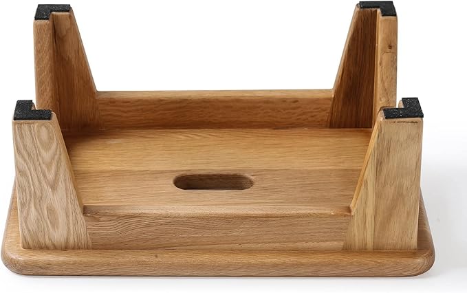 CONSDAN Oak Step Stool for Bed, Wooden Stool for Adults & Seniors - 6.5" High, Non-Slip Mat, No Assembly Needed, Solid Wood, Natural Color
