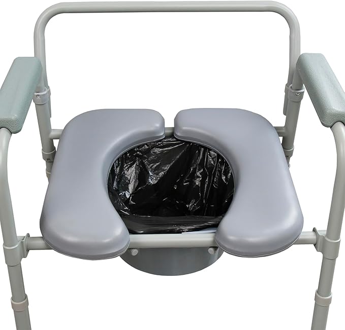 Two-Piece Commode Seat Pad,Waterproof Soft Toilet Seat Cover (Frame NOT Included),U-Shape Replacement PU Cushion with Clips for Elderly Bedside Shower Wheelchair for Elderly Comfort