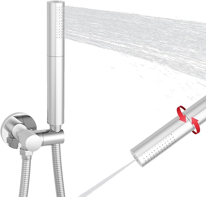 Chrome Handheld Shower Head Brass 2 Function High Pressure Hand Shower Wand 7 Inch High Flow Hand Held Shower Head Sprayer with 59 Inch Hose and Bracket