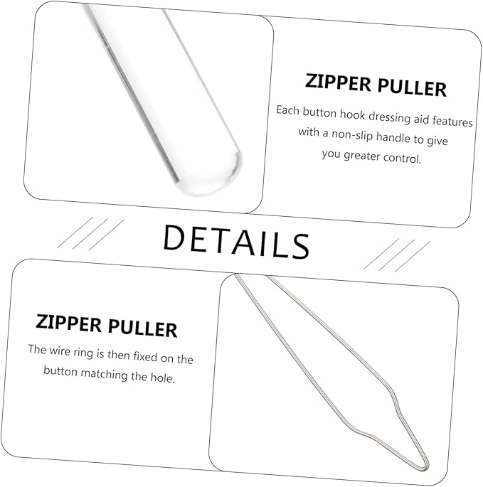 PLAFOPE Button Hook Dressing Aid Tool for Seniors and One Hand Button Assist Device with Non-Slip Handle Durable Steel Wire Buttoner for Shirts Dresses and Collars