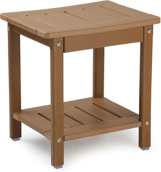 Apolimi Shower Chair, HDPE Shower Bench for Inside Shower to Sit On It, Shower Stool with Storage Shelf 2-Tier Spa Stool for Elderly,Water Resistant & Non-Slip Design Shower Seat Bench (Teak S Size)