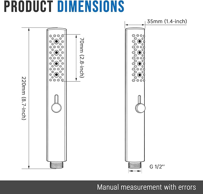 G-Promise All Metal Round 3 Function Handheld Shower Head, Easy and Quick Switch to Massage Mode, Bathroom Shower Wand Design Exquisite Luxury, 2.5 GPM, Chrome