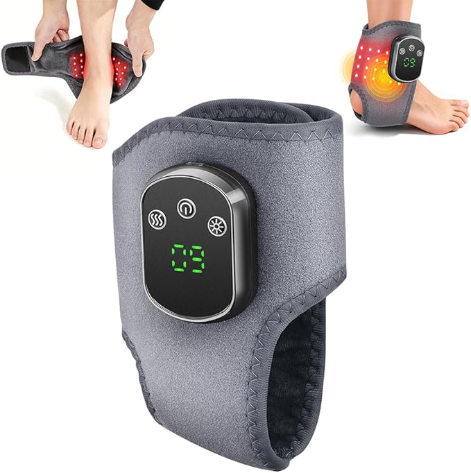 3 in 1 Foot Massager with Heat, Red Light, Triple Therapy, Cordless, Portable Ankle Massager, 3 Vibration Modes, 3 Heat Levels, 5 Intensity Levels, for Circulation, Plantar Fasciitis (Pack of 1)