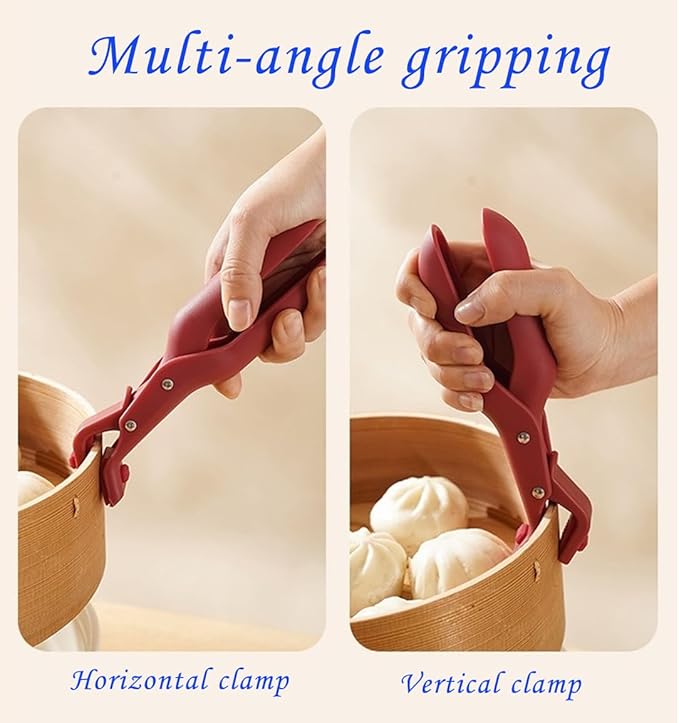 Hot Plate Grippers, Hot Plate Gripper Lifters Tongs, Multi-function Anti-Scald Bowl Clip,Silicone Non-slip Hot Dish Plate Holder, Portable Hot Bowls Tongs,Kitchen Utensil for Bowl, Dishes (Red+Green)
