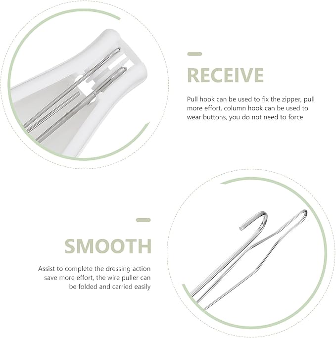 Abaodam Button Hook and Zipper Puller Dressing Aid Tool One Hand Buttons Assistance for Elderly Seniors with Arthritis and Limited Dexterity
