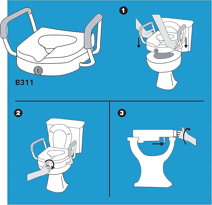 Carex 4.5 Inch Raised Toilet Seat with Arms, Supports Up to 300 lbs. Capacity, Elevating and Raising Toilet Seat Riser for Elderly and Handicap, Padded Armrests for Support, White