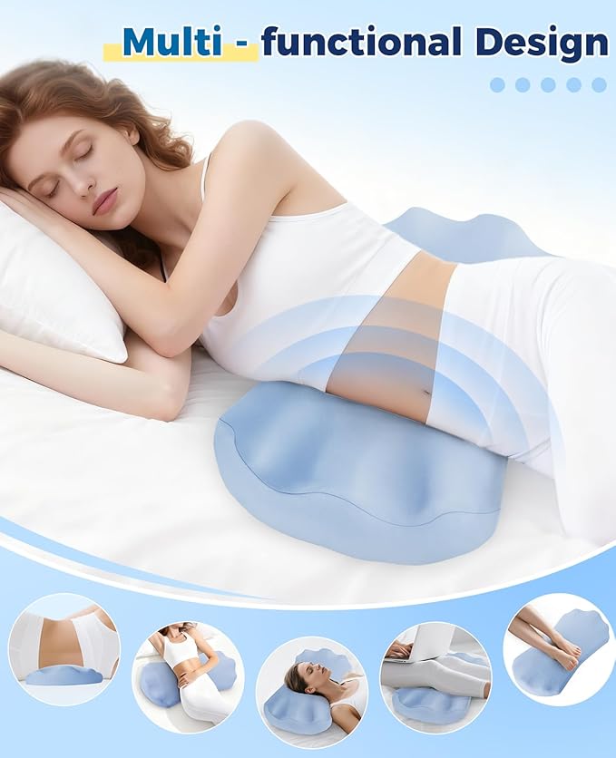 Fledano Lumbar Pillow for Sleeping, Lumbar Support Pillow for Bed for Back Pain Relief, Memory Foam Lower Back Pillow for Bed, Back Support Pillow for Side & Back Sleepers, Washable Cover