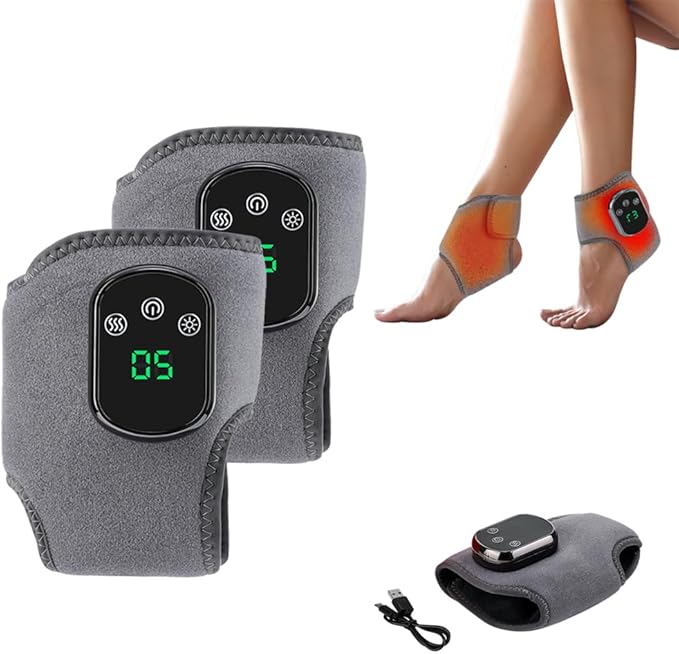 Portable Foot and Ankle Massager with Heat – 3-Speed Vibration & 5-Temperature Settings, Wireless for Pain Relief, Swelling, Plantar Fasciitis, Travel & Home Use (2)