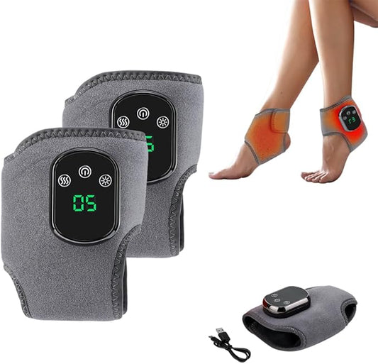 Portable Foot and Ankle Massager with Heat – 3-Speed Vibration & 5-Temperature Settings, Wireless for Pain Relief, Swelling, Plantar Fasciitis, Travel & Home Use (2)