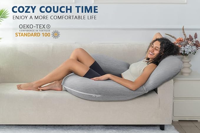INSEN Reading Pillow, Back Pillow for Sitting in Bed for Reading, Nurse & Relax, Reading Pillow for Adults, Moms & Kids, Sit Up Pillow for Bed, Glossy Gray