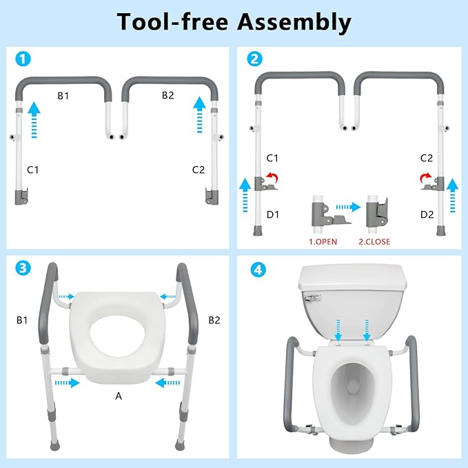 Toilet Seat Risers for Seniors - Raised Toilet Seat with Handles Over Toilet - Elevated Toilet Seat for Handicap & Elderly, Adds 3.5 Inches Height, Assists Standing & Sitting
