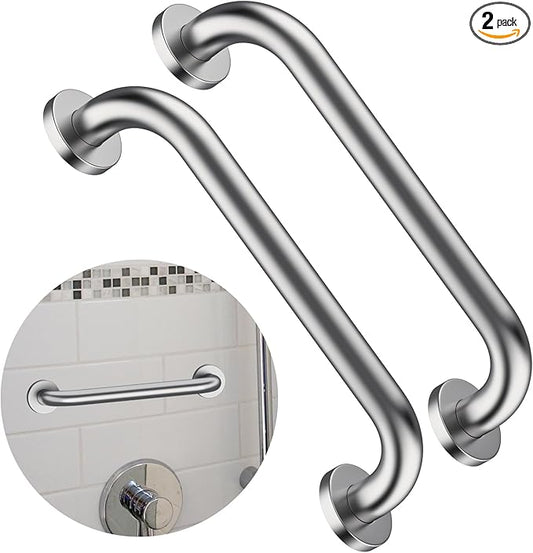 Stainless Steel Shower Grab Bar,ZUEXT Shower Handle, Bathroom Balance Bar - Safety Hand Rail Support - Handicap, Elderly, Injury, Senior Assist Bath Handle (12 Inch Satin Brushed Nickel)