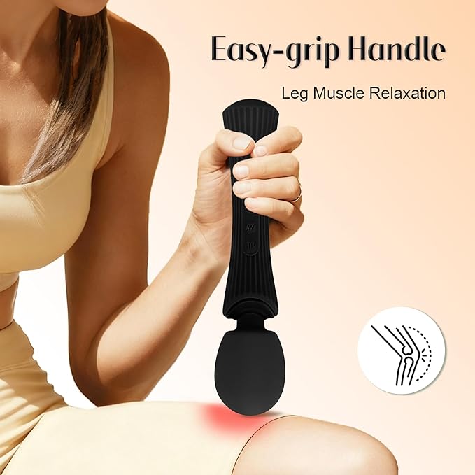Handheld Cordless Personal Massager - Powerful 12 Vibration Patterns, 3 Speeds Settings & Waterproof, Body-Safe Silicone for Relaxation and Muscle Comfort in Neck, Shoulders and Foot -Black