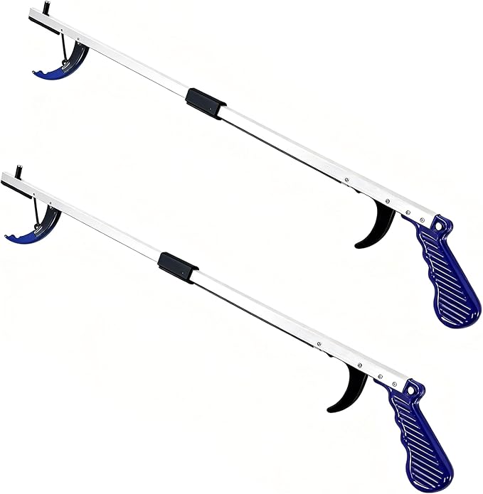 Blue Jay 32 Inch Foldable Reacher Grabber Tool for Elderly, Lightweight Long Arm Trash Picker with Magnetic Tip & Ergonomic Soft Grip (2 Count (Pack of 1))