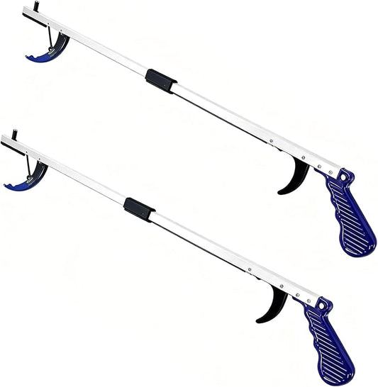 Blue Jay 32 Inch Foldable Reacher Grabber Tool for Elderly, Lightweight Long Arm Trash Picker with Magnetic Tip & Ergonomic Soft Grip (2 Count (Pack of 1))