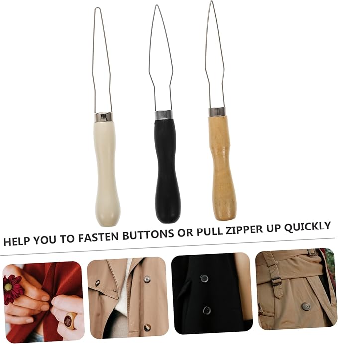 3pcs Button Hook Assist Device Quick Button Fastener Tool for Easy Dressing for Dexterity Seniors Smooth Operation for Shirts Zippers