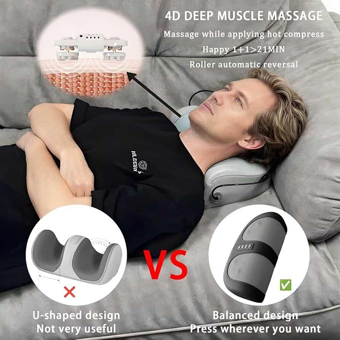 Foot Massager with Heat,with 3 Intensity Levels Shiatsu Kneading,Dual-Frequency Red Light 107.6°F Constant Temperature,Ideal for Feet Pain Relief at Home and Office (Black)