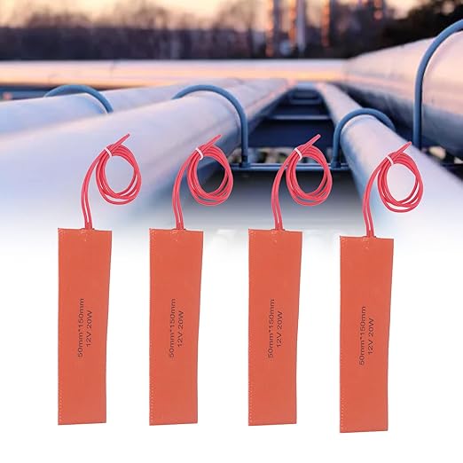 4 Pcs Silicone Heating Pad, 12v Heating Pad, Silicone Rubber Heating Flexible Heater Mat for Industrial Equipment 20W 12V