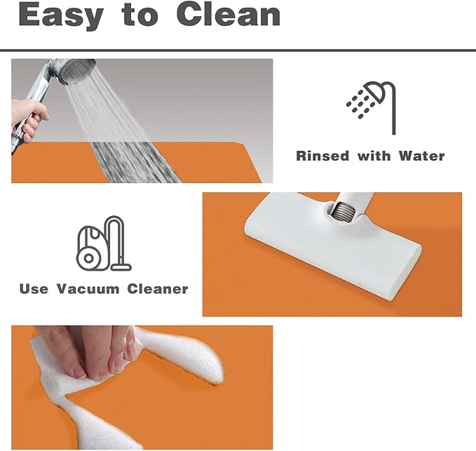 TYUU Bath Mat, Bathroom Rugs Non Slip Washable Thin Absorbent Quick Dry Bath Mat Fits Under Door Bathroom Floor Mat Perfect for Bath, Shower, or Sink 20"x48" Orange