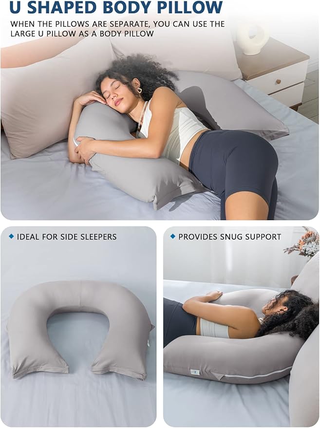 INSEN Reading Pillow, Back Pillow for Sitting in Bed and Couch, Gaming Pillow for Adults, Sit Up Support for Bed, Cooling Tencel, Grey