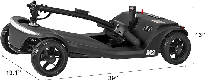 Mobility Scooter for Seniors and Adults M2 Black,15 Miles Long Range Foldable Electric Scooter, 260W Motor Power, 330 LBS Heavy Duty Capacity, Portable and Lightweight for Travel