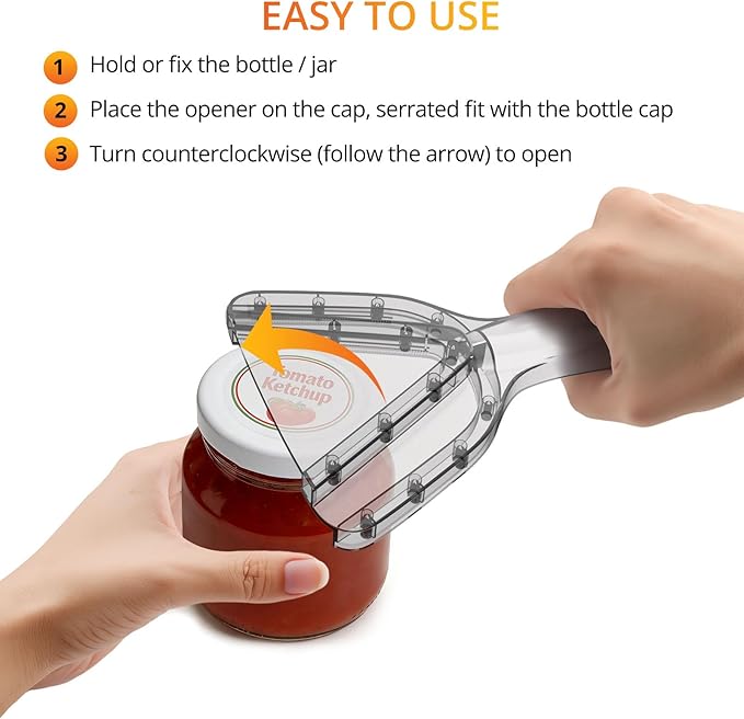 NileHome Jar Opener for Weak Hands, Seniors with Arthritis, Bottle Opener Jar Lid Opener for Arthritic Hands Multifunctional Can Openers for Seniors Get Lids off Easily & Grey