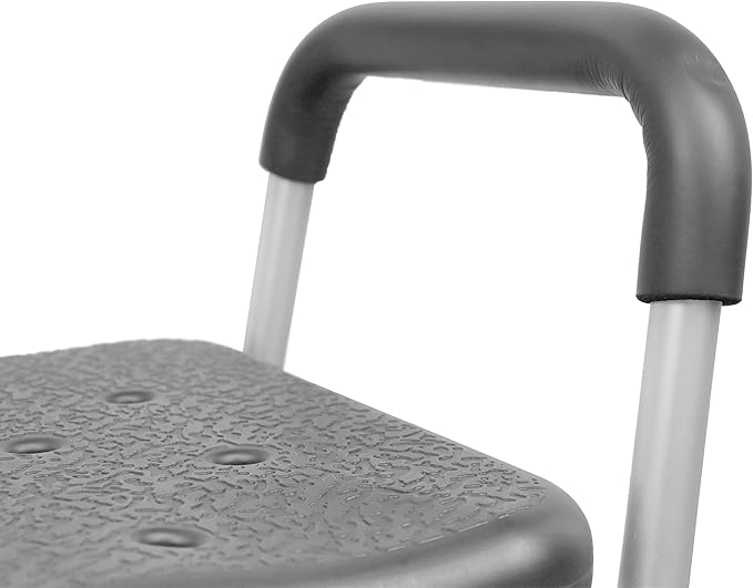 PEPE Mobility Shower Chair to Sit on in Shower, Height Adjustable with Non-Slip Tips, Removable Armrests, Tool-Free Assembly, Black, Safety Bath Seat