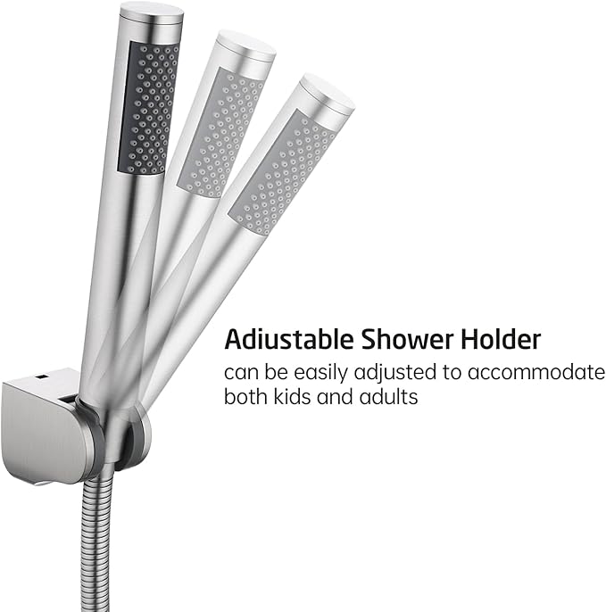 KES Bathroom Handheld Shower Head with Extra Long Hose and Bracket Holder Brushed Stainless Steel, LP150-BS
