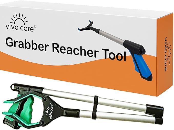 Foldable Grabber Reacher for Seniors – Lightweight, Rotatable Clamp, Non-Slip Grip, 32" Long, an Arm Extension Pickup Tool [Green]