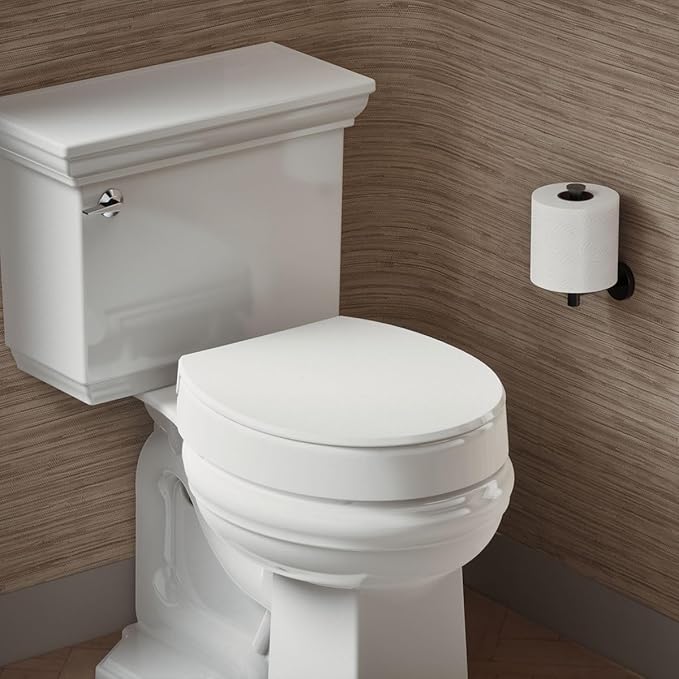 KOHLER 25876-0 Hyten 3" Height, Elevated Soft Close Round Toilet Seat, Contoured Seat with Grip-Tight Bumpers, Quick-Attach Hardware, White (Pack of 2)