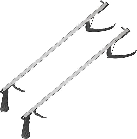Rehabilitation Advantage 32" Aluminum Reacher Grabber with Magnetic Tip and Rubberized Jaws – Lightweight, Rigid, Extra-Long Reaching Aid for Seniors, Limited Mobility, and Arthritis. 2-Pack