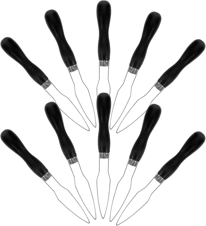 Abaodam 10pcs Button Hook and Snap Fastener Tool with Plastic Handle, One-Handed Dressing Aid for Seniors and Arthritis, Quick Button Attacher for Wedding Events and Daily Use