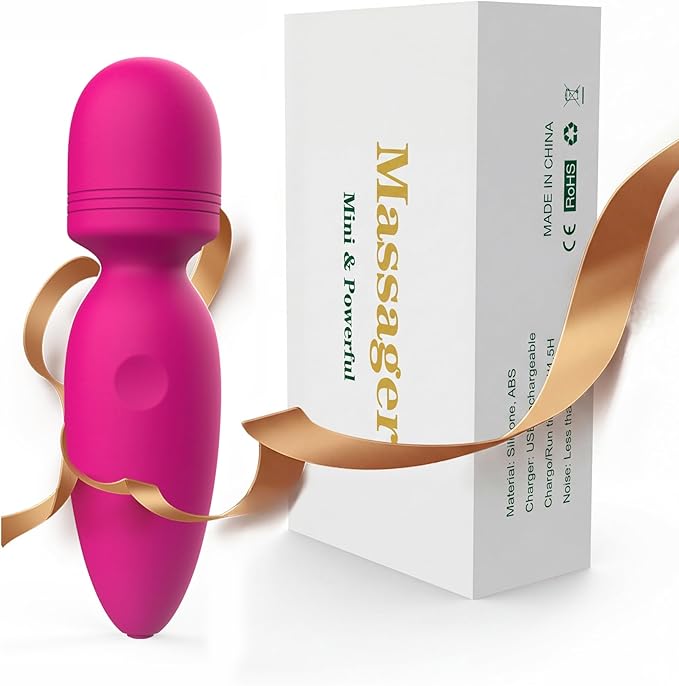 Fuwyiy Mini Massager Tools,Small Waterproof Cordless Handheld Massager with 10 Vibration Modes, Personal Handheld Massager for Back（Rose Red）