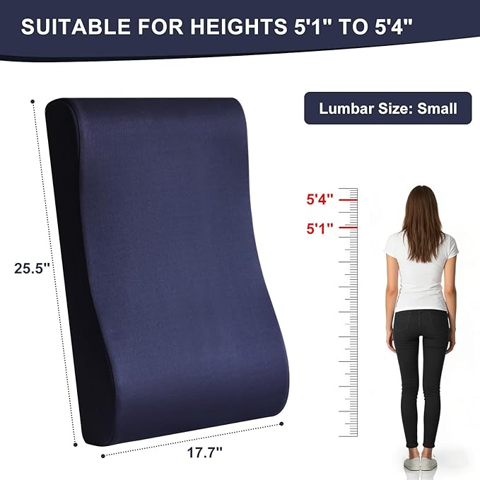 HAVARGO 2-in-1 Neck Pillow Lumbar Support Pillow for Recliner Couch& Glider Chair - High Resilient Foam Ergonomic Back Support for High-Back Rocking Chairs, Glider Rocker Replacement Cushions Navy S